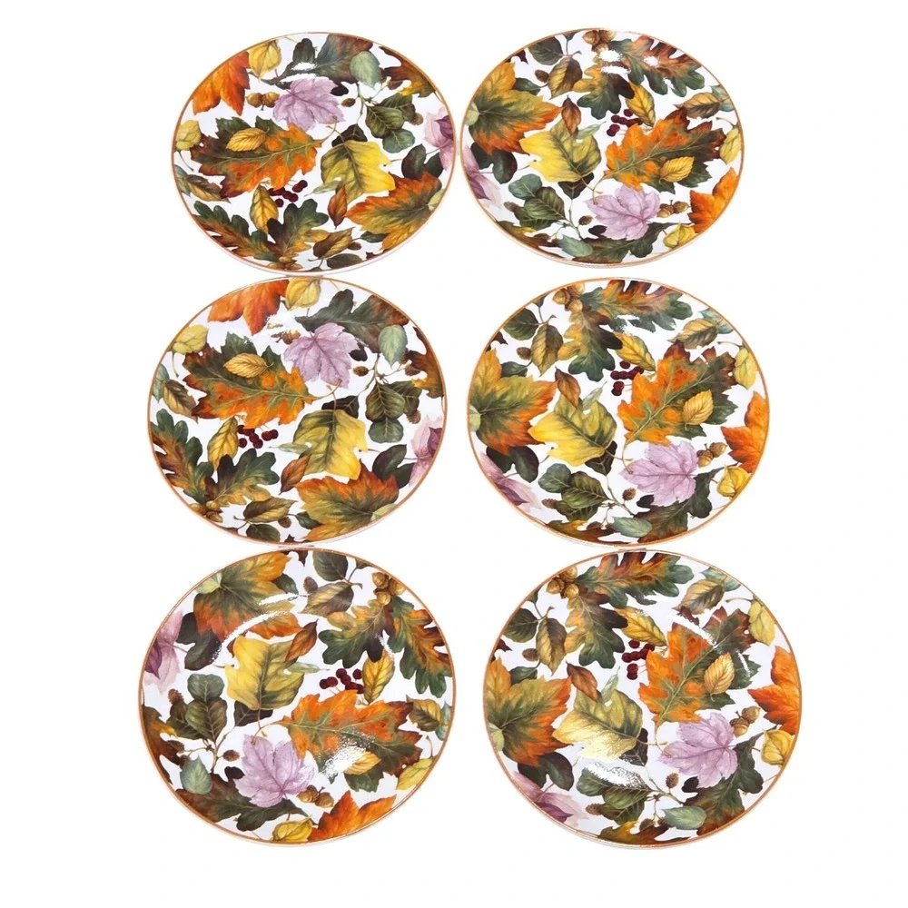 Autumn Leaf Plates Pamela Gladding Canape Plates‎ Santa Barbara Design Set of 6